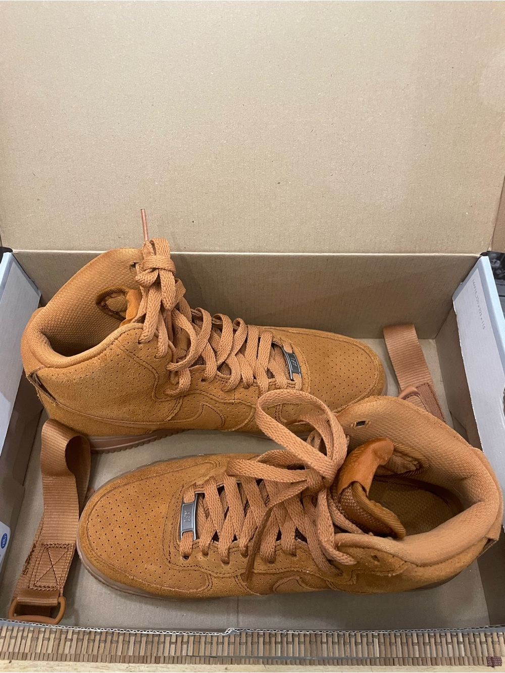 Nike Air Force 1 High Flax Wheat Brown Suede Sneakers Women's Size 7.5 - Picture 7 of 15